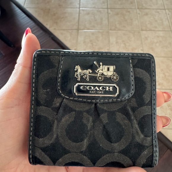 Coach Handbags - Coach Black and Gray Wallet with Silver Accents